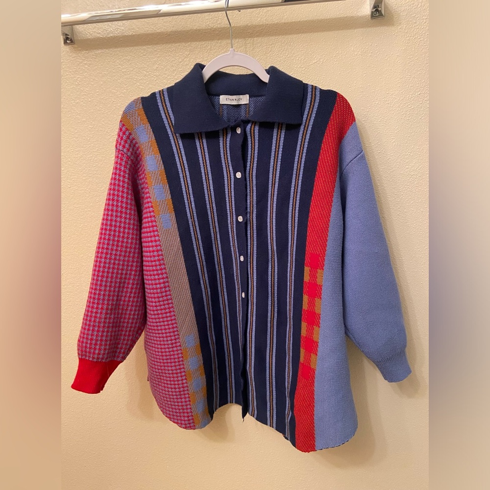 Dressed in LALA Boyfriend Cardigan Sweater size S/M multicolored